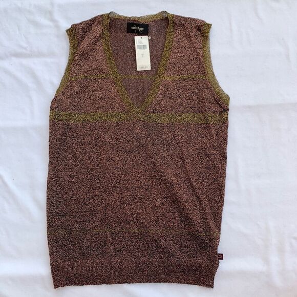 Anthropologie Ottod'Ame V Neck Tank Top Size S Brown Gold Copper $320 Party Fall - Picture 8 of 13